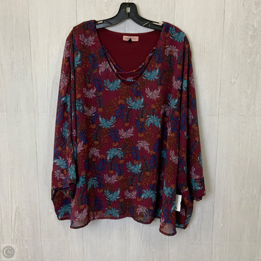 Top Long Sleeve By Clothes Mentor In Maroon, Size: 4x