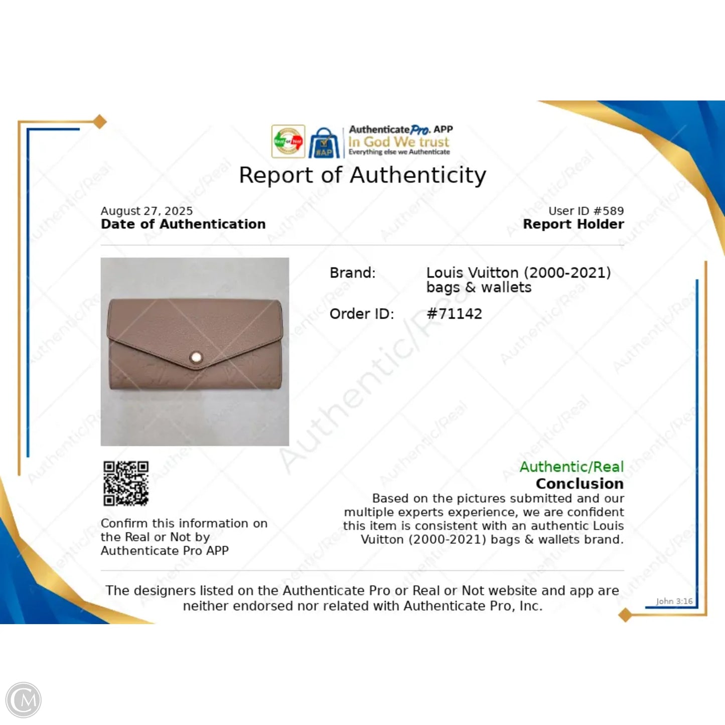 Wallet Luxury Designer By Louis Vuitton, Size: Large