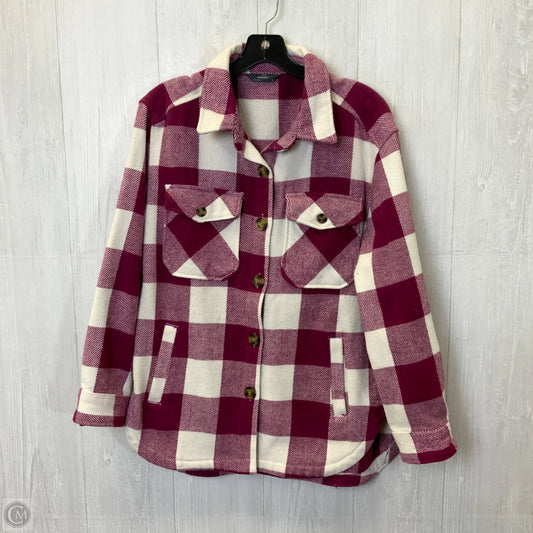 Jacket Shirt By Clothes Mentor In Pink & White, Size: S
