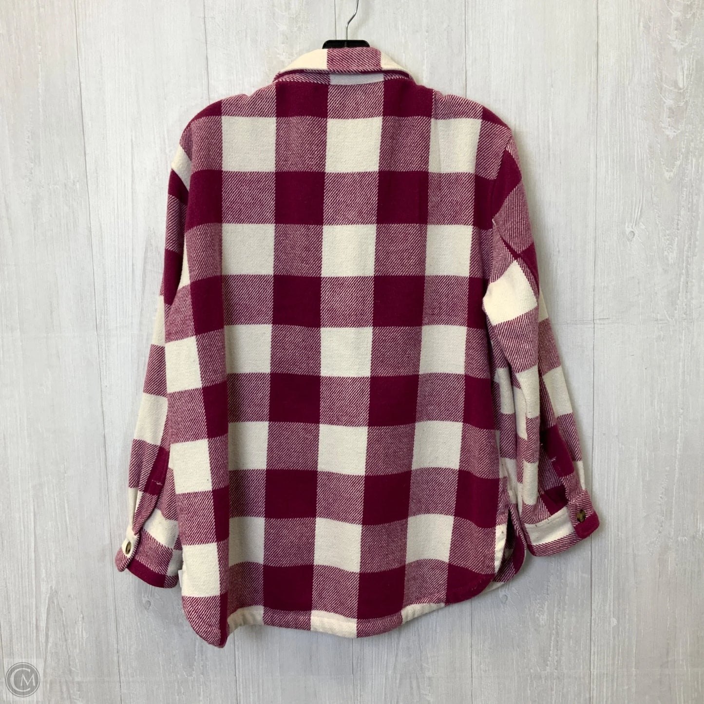 Jacket Shirt By Clothes Mentor In Pink & White, Size: S