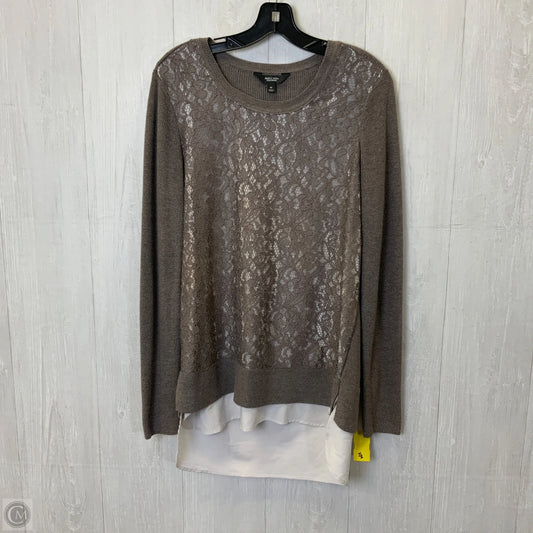 Top Long Sleeve By Simply Vera In Taupe, Size: M