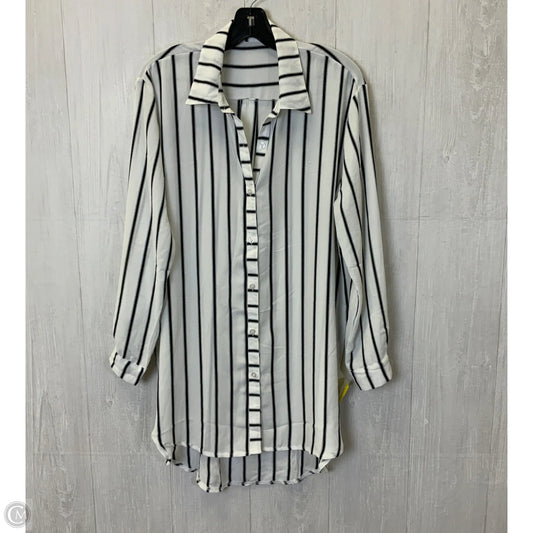 Tunic 3/4 Sleeve By Clothes Mentor In Black & White, Size: L