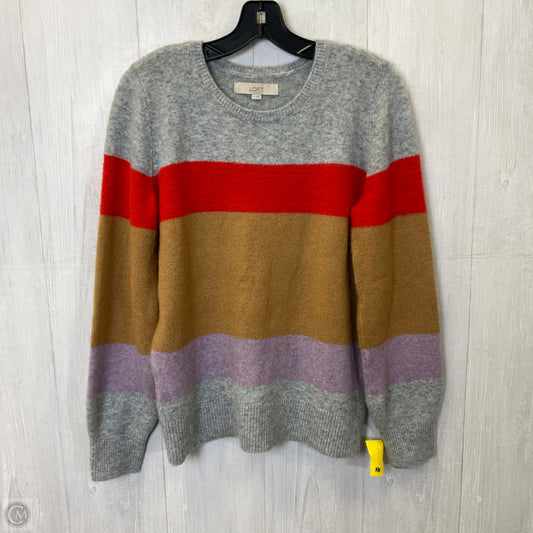 Sweater By Loft In Grey & Orange, Size: M