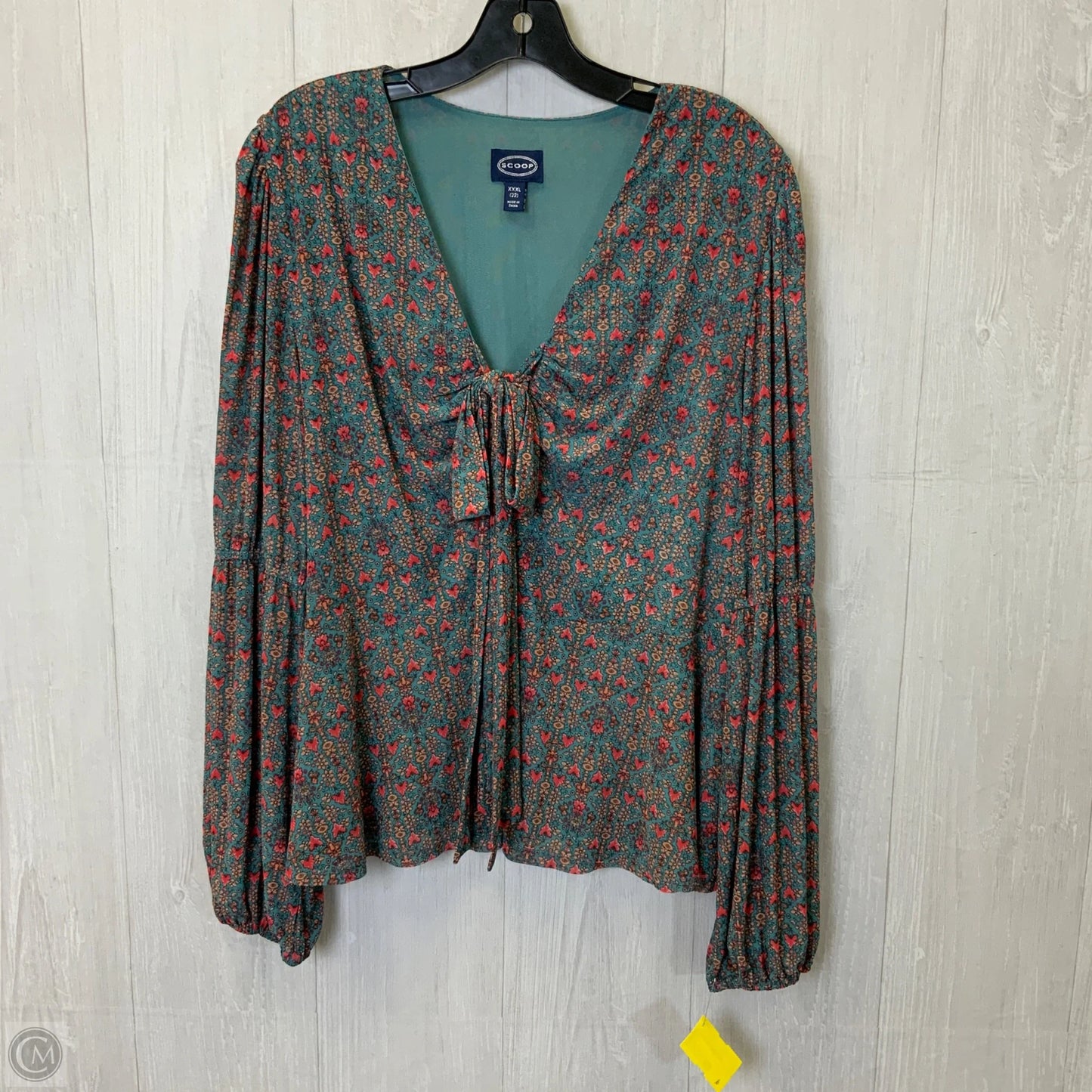 Top Long Sleeve By Scoop In Teal, Size: 3x