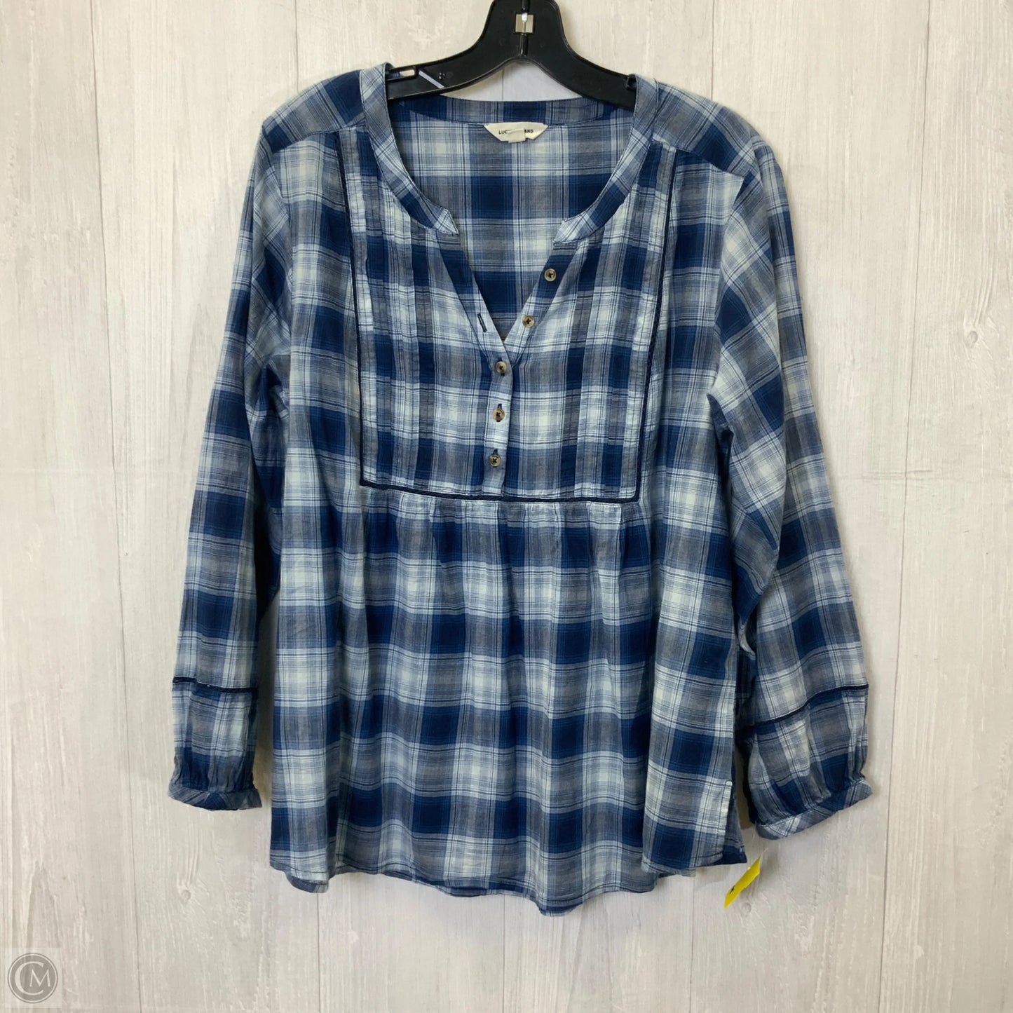 Blouse Long Sleeve By Lucky Brand In Blue, Size: L
