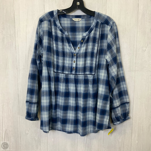 Blouse Long Sleeve By Lucky Brand In Blue, Size: L