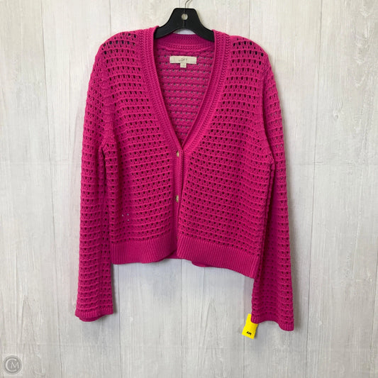 Sweater Cardigan By Loft In Pink, Size: L