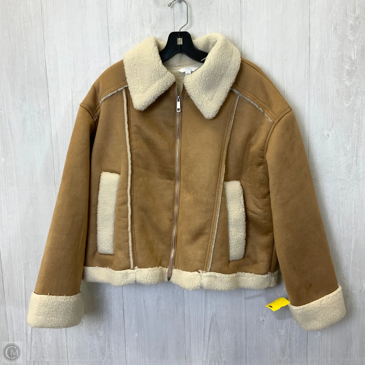 Coat Faux Fur & Sherpa By Time And Tru In Tan & White, Size: L