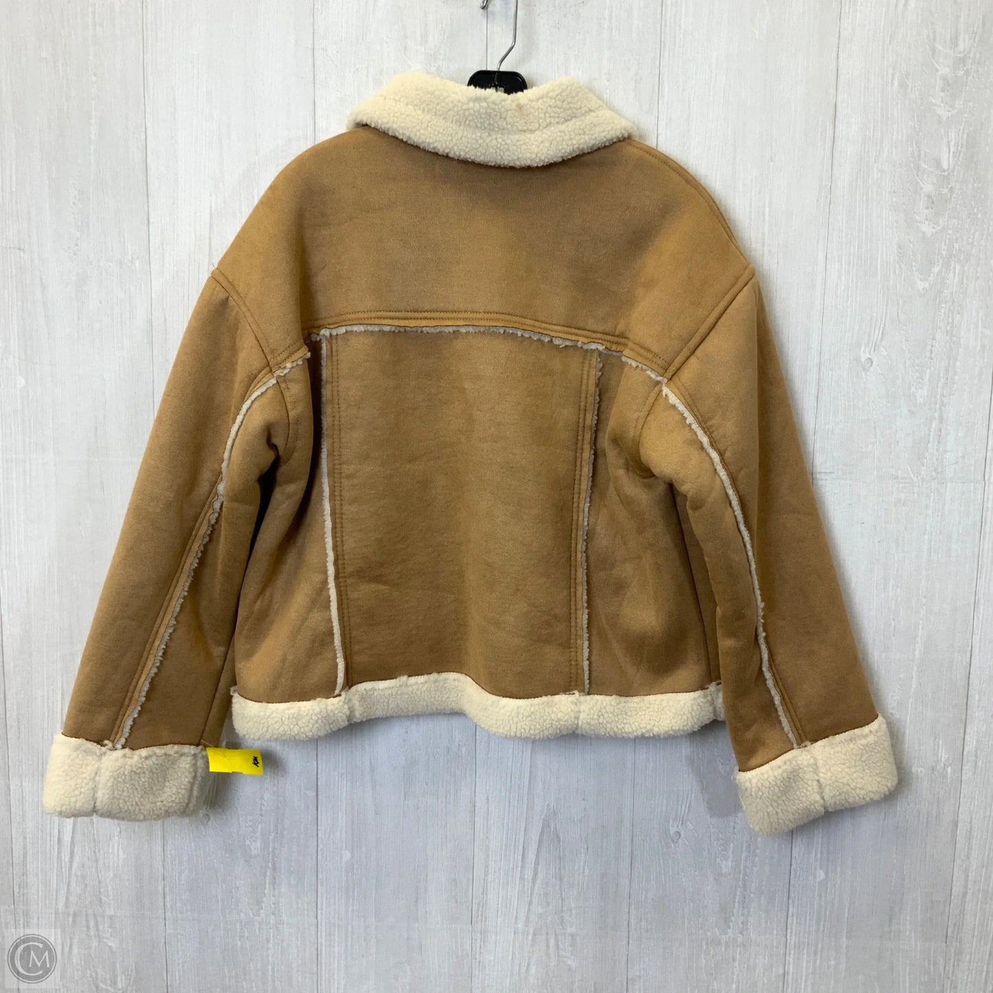 Coat Faux Fur & Sherpa By Time And Tru In Tan & White, Size: L