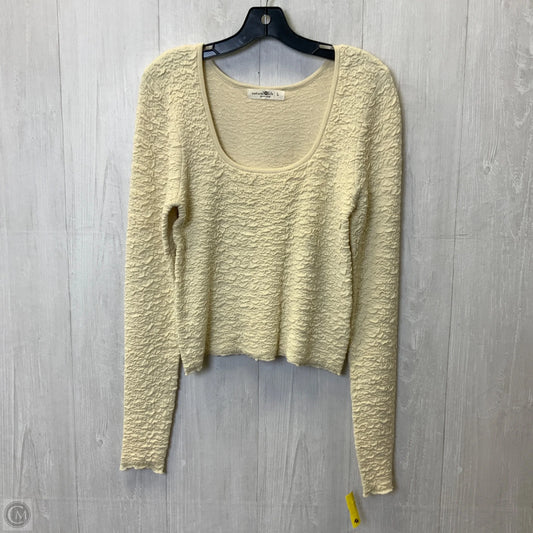 Top Long Sleeve Basic By Natural Life In Cream, Size: L