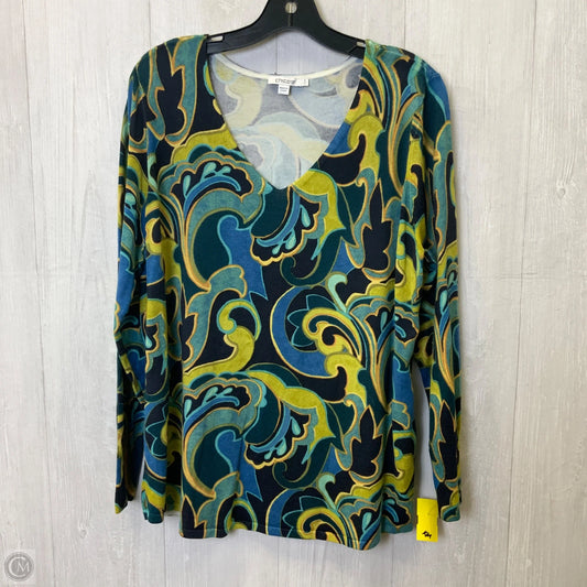 Top Long Sleeve By Chicos In Blue & Green, Size: L