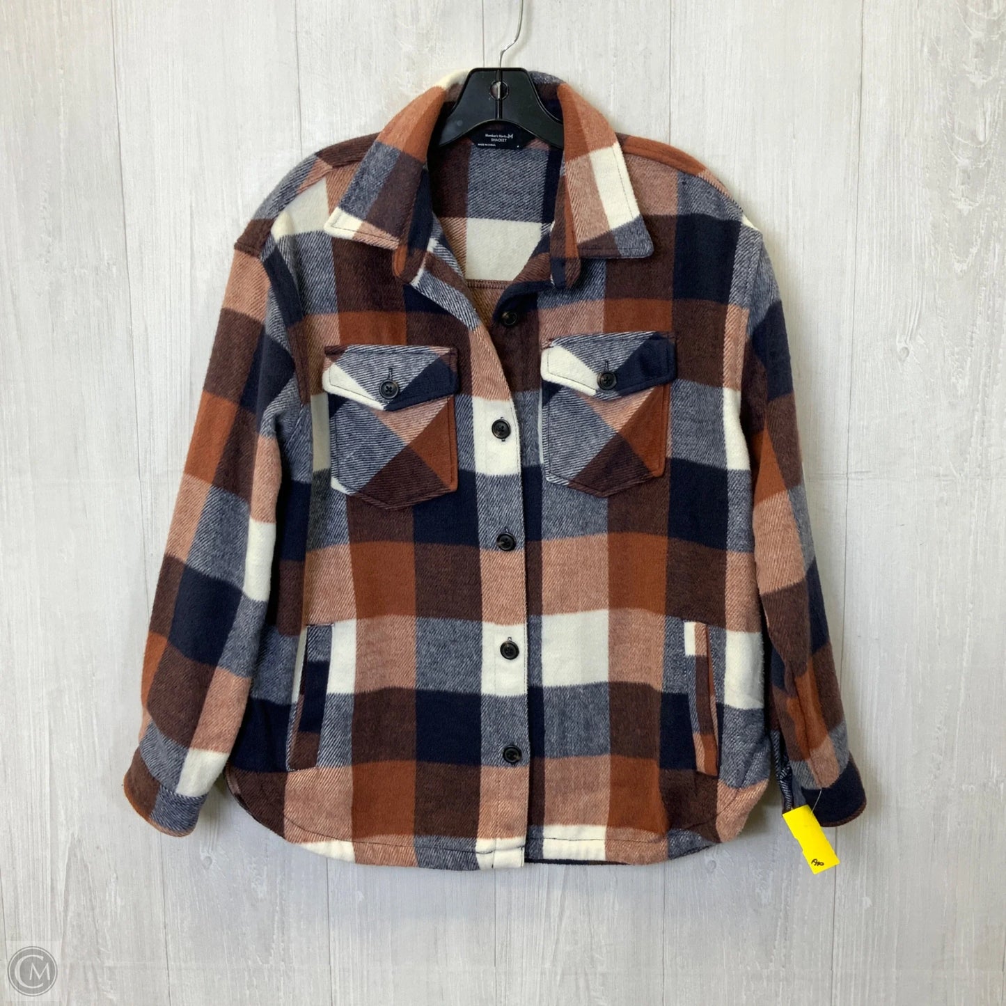 Jacket Shirt By Members Mark In Plaid Pattern, Size: M