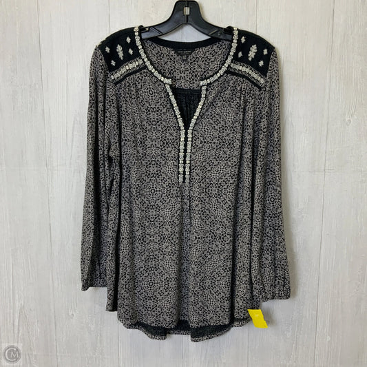 Top Long Sleeve By Lucky Brand In Black & White, Size: 1x