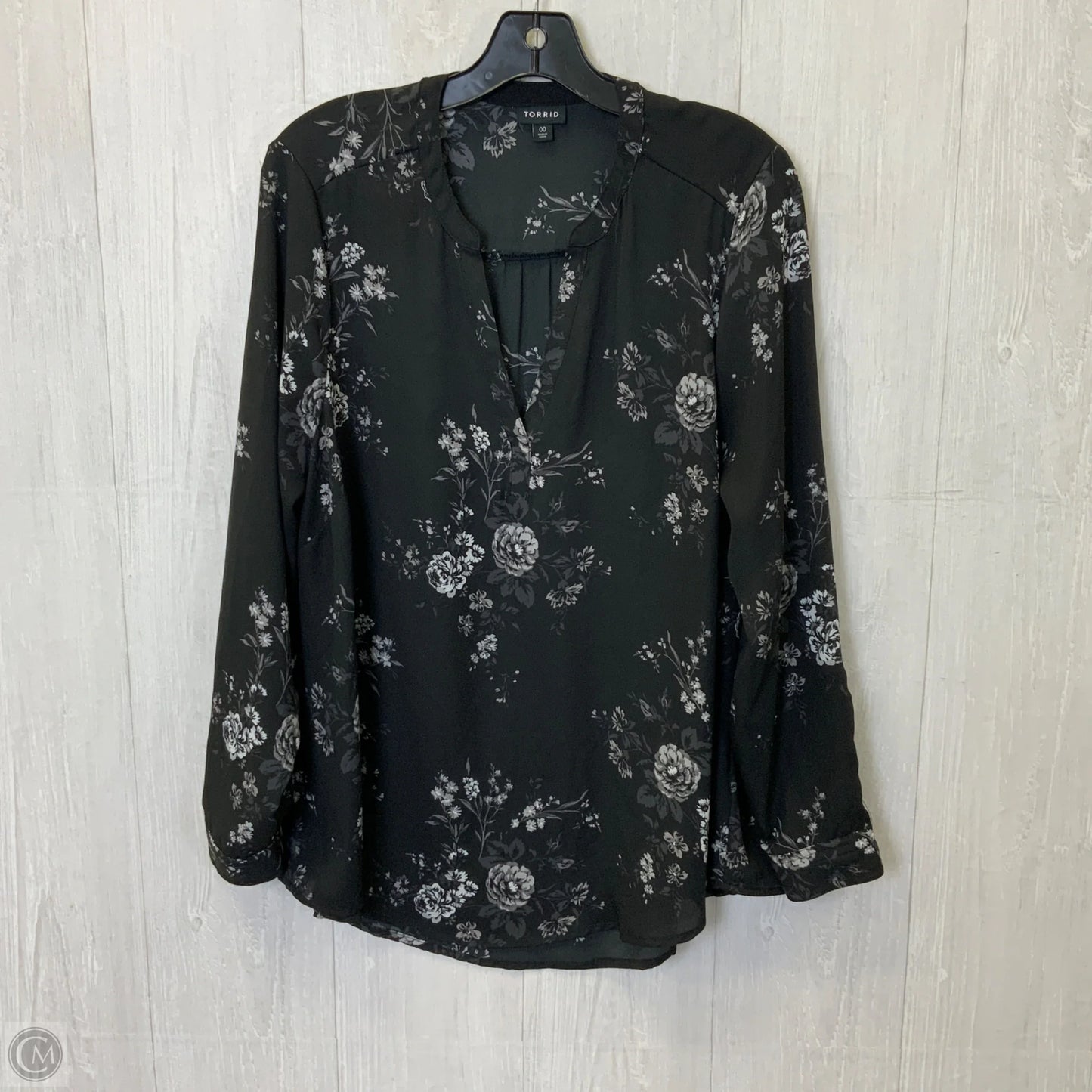 Blouse Long Sleeve By Torrid In Black, Size: L