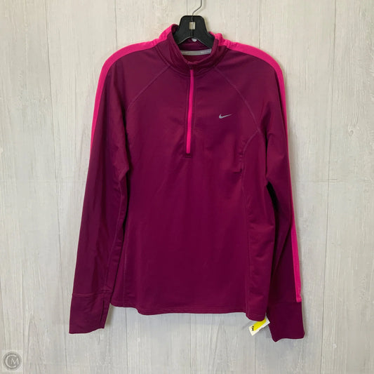 Athletic Top Long Sleeve Collar By Nike Apparel In Purple, Size: L