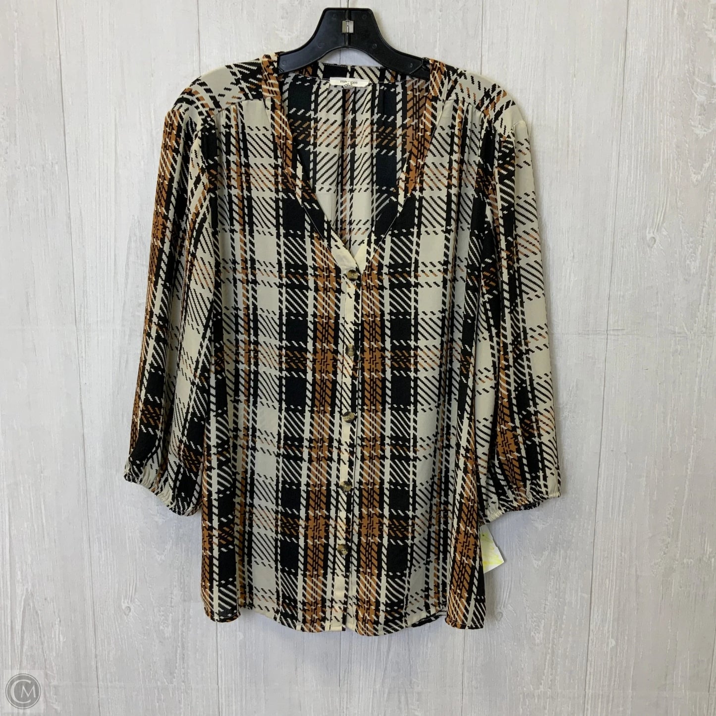 Blouse 3/4 Sleeve By Maurices In Black & Tan, Size: Xxl