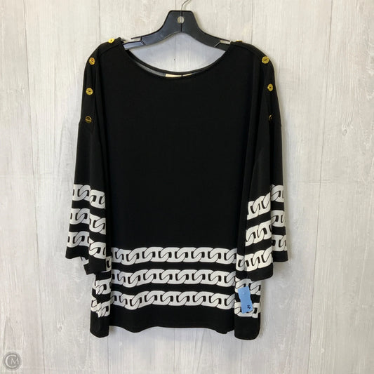 Top 3/4 Sleeve By Chicos In Black & White, Size: Xl