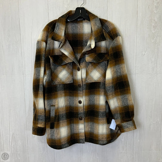 Jacket Shirt By Members Mark In Brown & Cream, Size: L