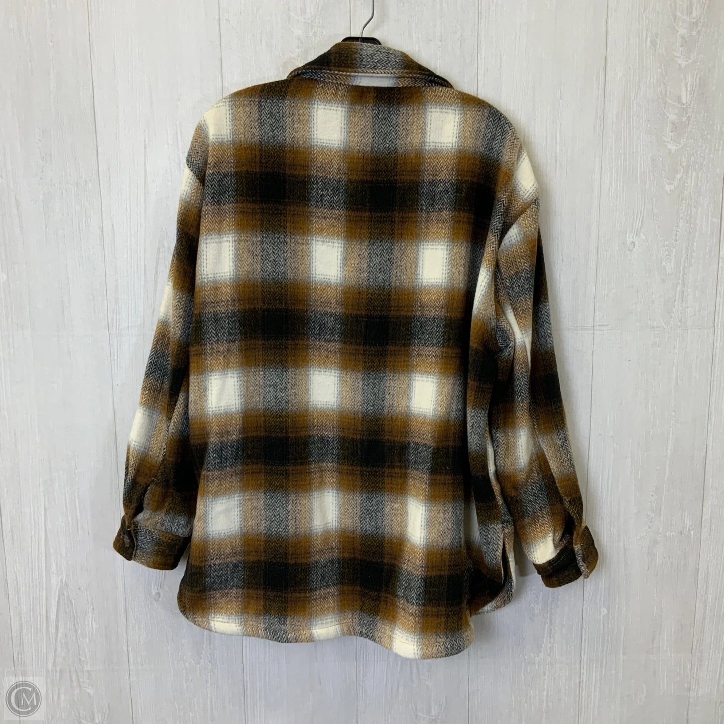 Jacket Shirt By Members Mark In Brown & Cream, Size: L