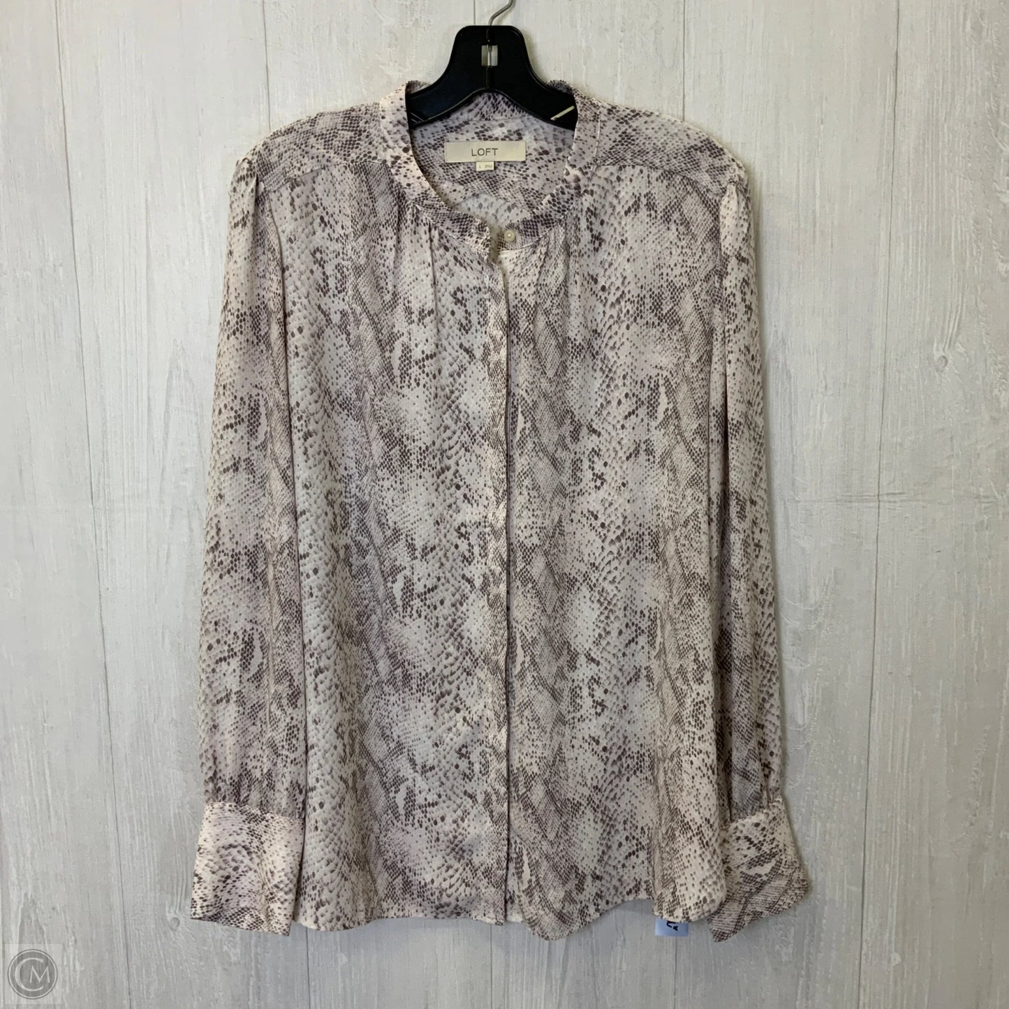 Blouse Long Sleeve By Loft In Snakeskin Print, Size: L