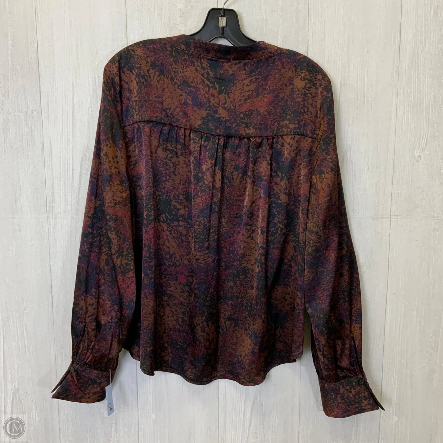 Blouse Long Sleeve By Evereve In Brown & Purple, Size: Xl