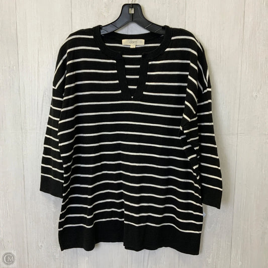 Top 3/4 Sleeve By Loft In Black & White, Size: L