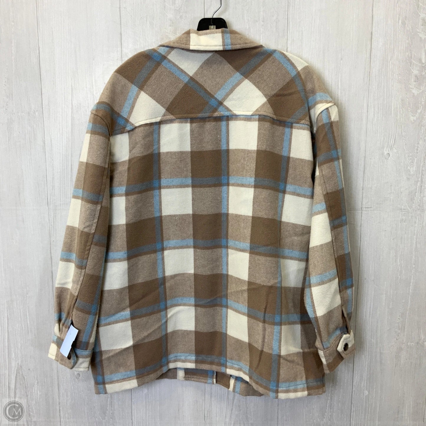 Jacket Shirt By Hfx In Tan & White, Size: M