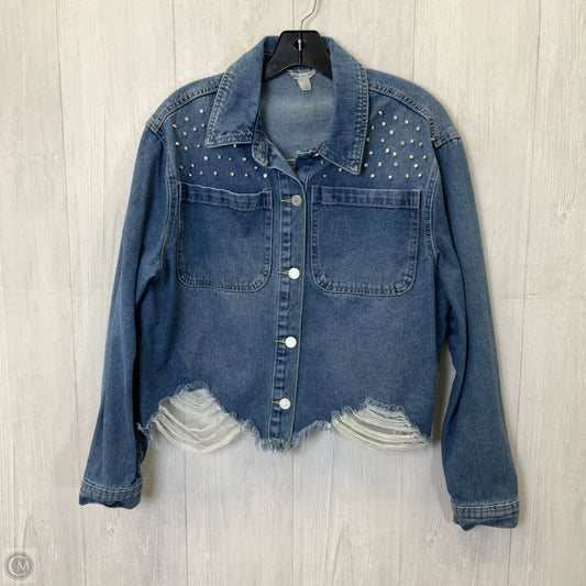 Jacket Denim By Cato In Blue Denim, Size: L