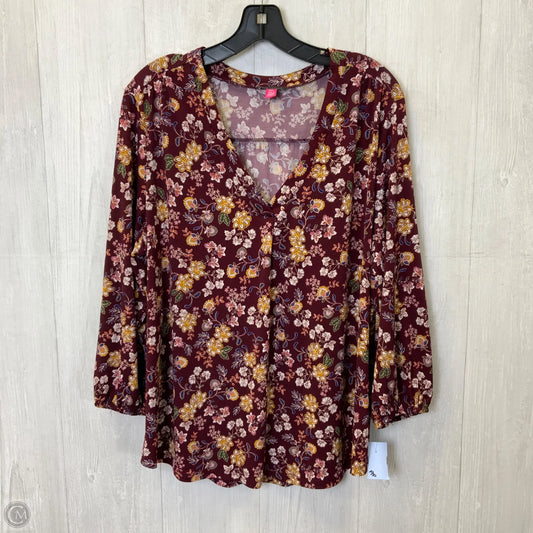 Blouse 3/4 Sleeve By Vince Camuto In Maroon, Size: Xxl