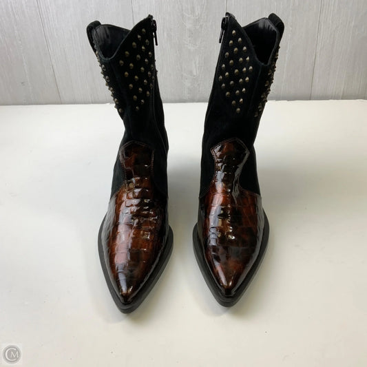 Boots Ankle Heels By Chicos In Blue & Brown, Size: 8.5