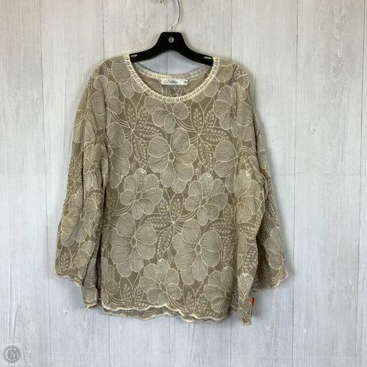 Top Long Sleeve By Solitaire In Tan, Size: 1x