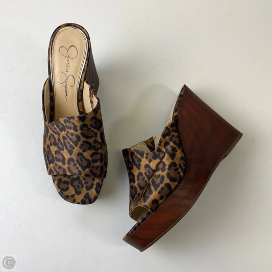 Sandals Heels Block By Jessica Simpson In Animal Print, Size: 9.5