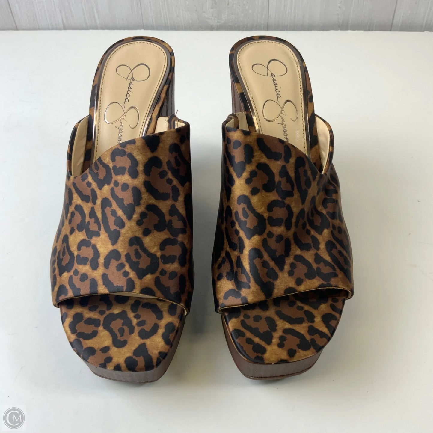 Sandals Heels Block By Jessica Simpson In Animal Print, Size: 9.5
