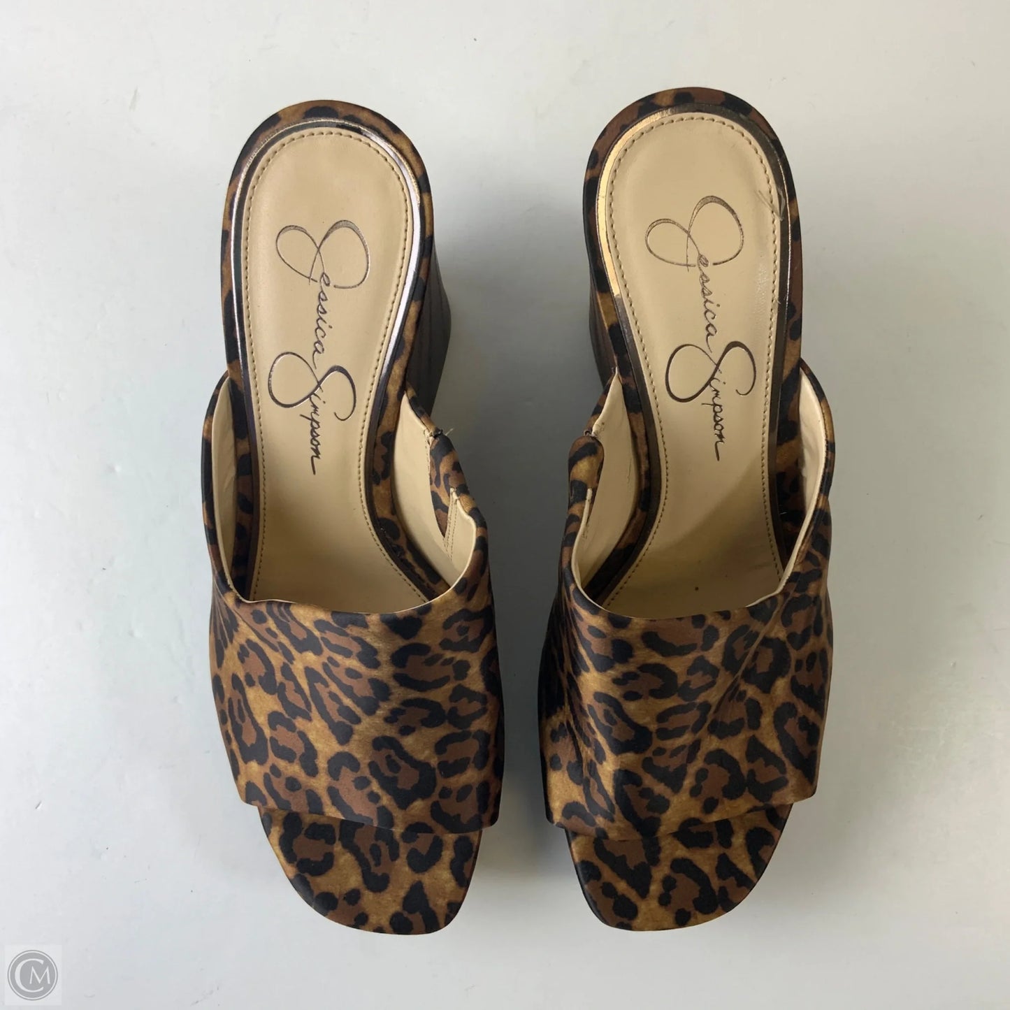 Sandals Heels Block By Jessica Simpson In Animal Print, Size: 9.5