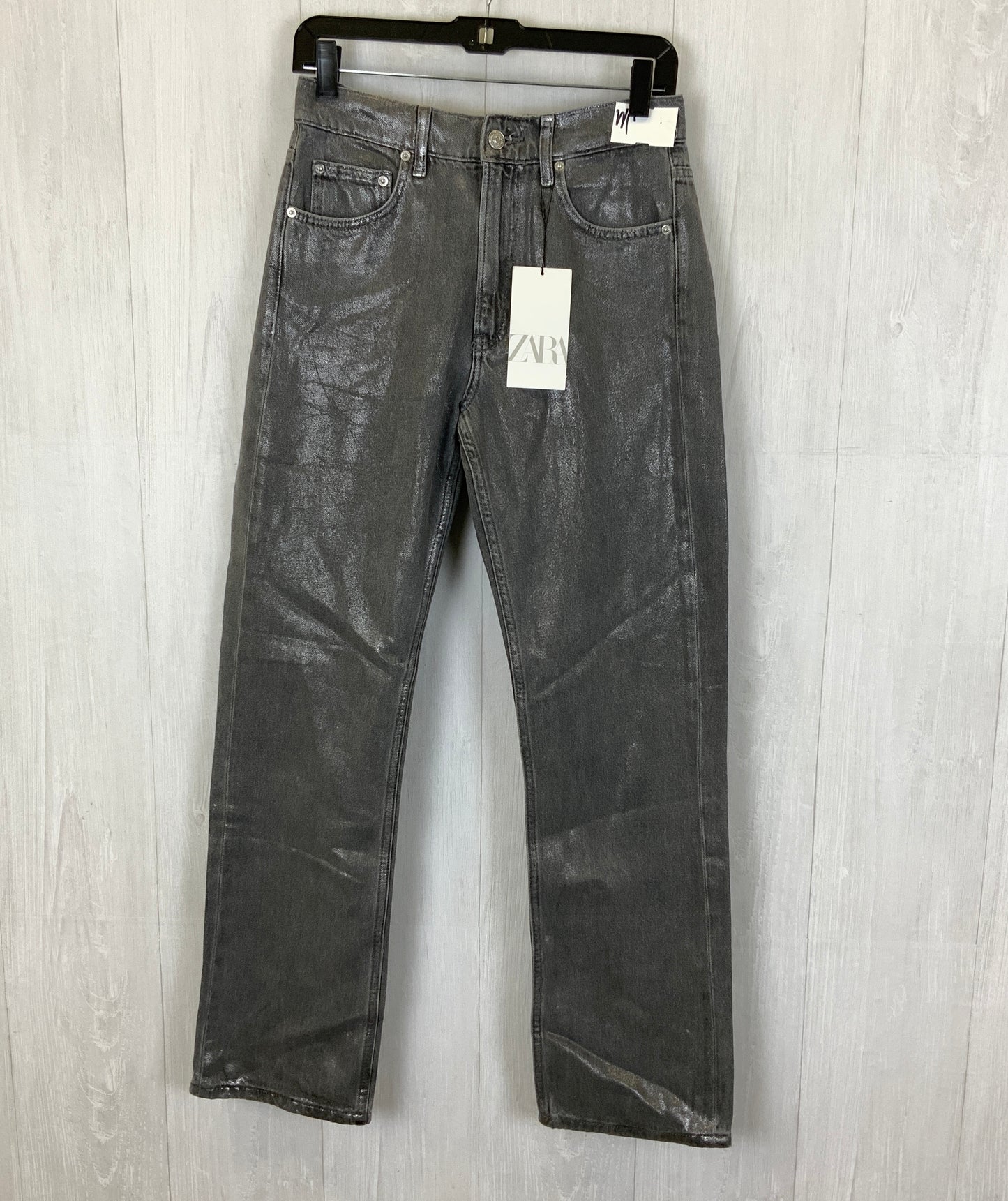 Jeans Straight By Zara In Grey, Size: 4