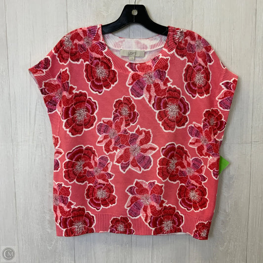 Sweater Short Sleeve By Loft In Floral Print, Size: M