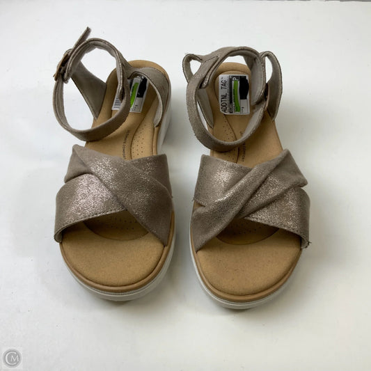Sandals Heels Wedge By Clarks In Taupe, Size: 9