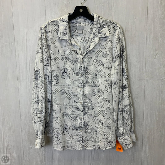 Top Long Sleeve By Chicos In Black & White, Size: L