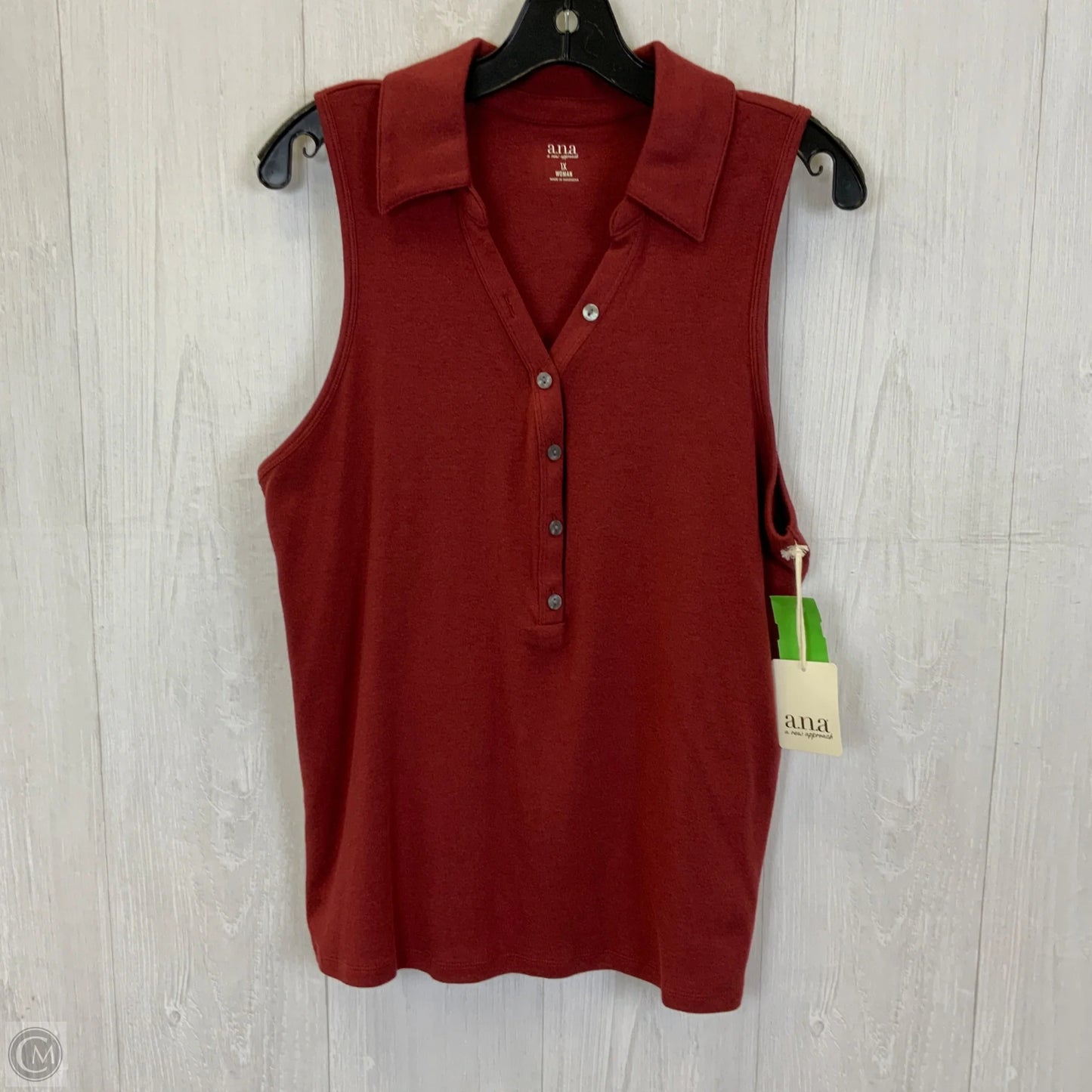 Top Sleeveless By Ana In Red, Size: 1x