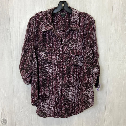 Top 3/4 Sleeve By Torrid In Black & Purple, Size: 1x