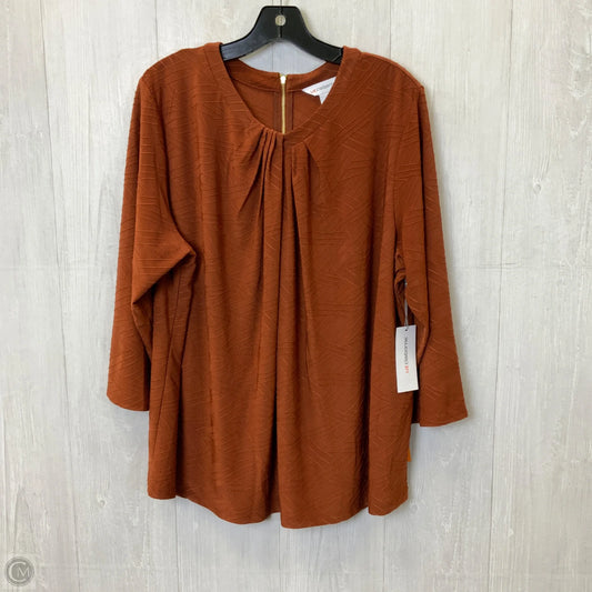 Top Long Sleeve By Liz Claiborne In Brown, Size: 1x