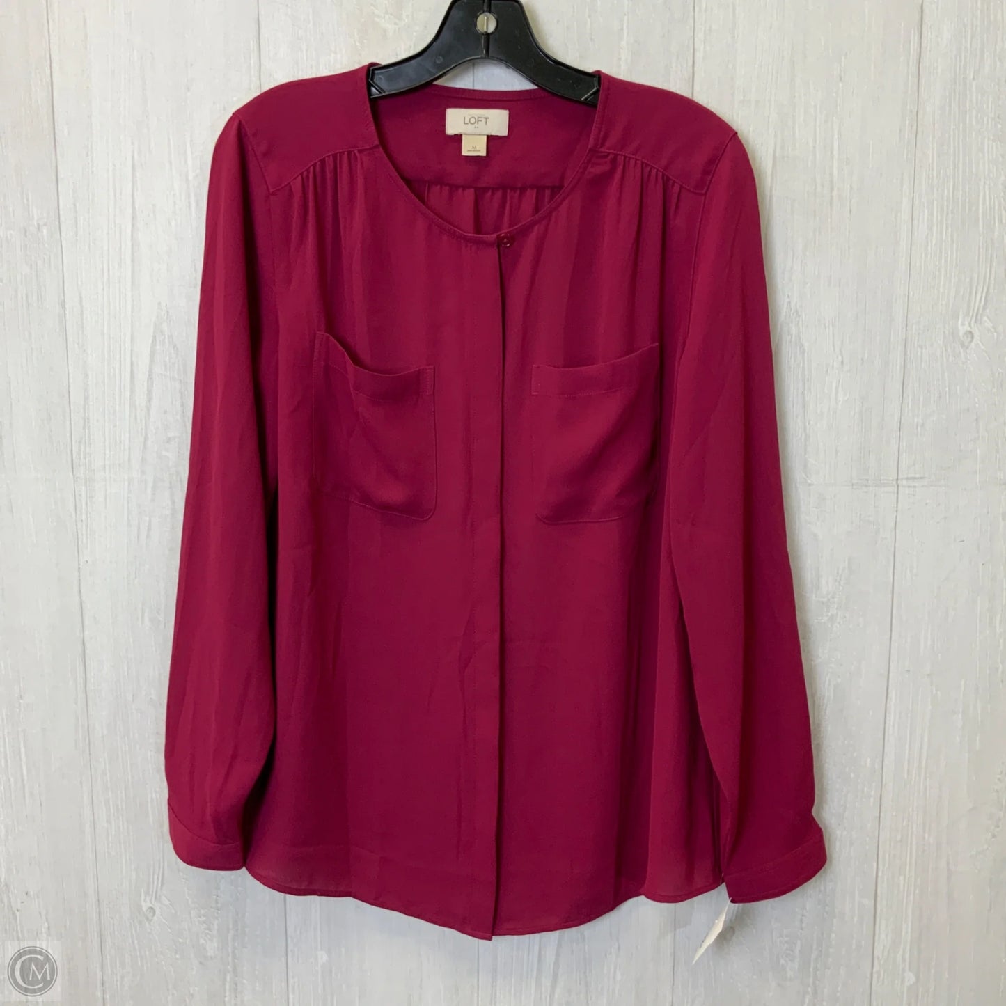 Top Long Sleeve By Loft In Maroon, Size: M