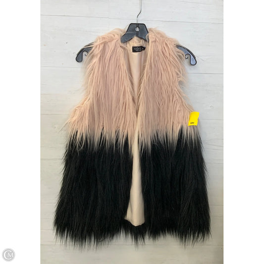 Vest Faux Fur & Sherpa By Clothes Mentor In Black & Tan, Size: M