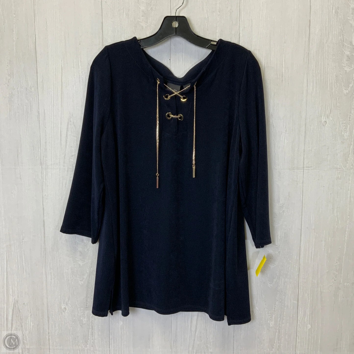 Top 2pc 3/4 Sleeve By Chicos In Blue & Silver, Size: L