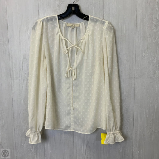 Blouse Long Sleeve By Loft In Cream, Size: M