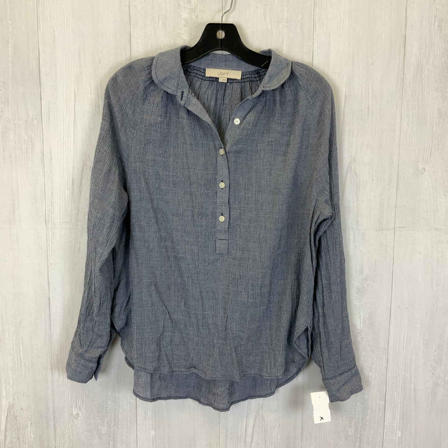 Top Long Sleeve By Loft In Blue & White, Size: S