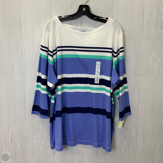 Top 3/4 Sleeve By Croft And Barrow In Striped Pattern, Size: 3x