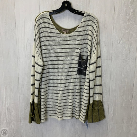 Top Long Sleeve By Gigio In Cream & Grey, Size: 1x