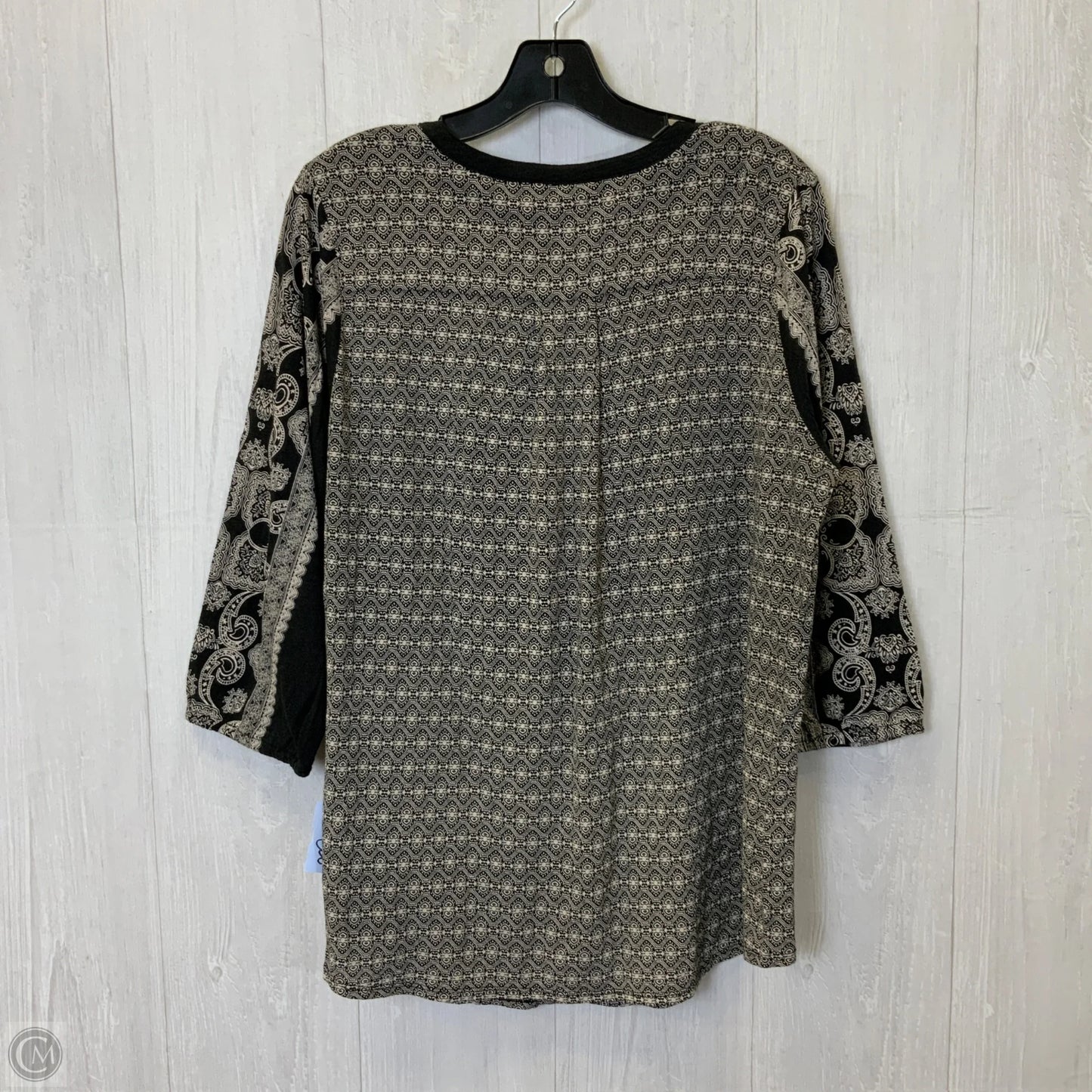Blouse 3/4 Sleeve By Lucky Brand In Black & Cream, Size: 1x