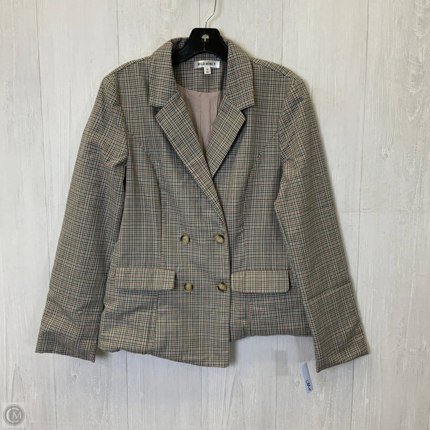 Blazer By Clothes Mentor In Plaid Pattern, Size: M